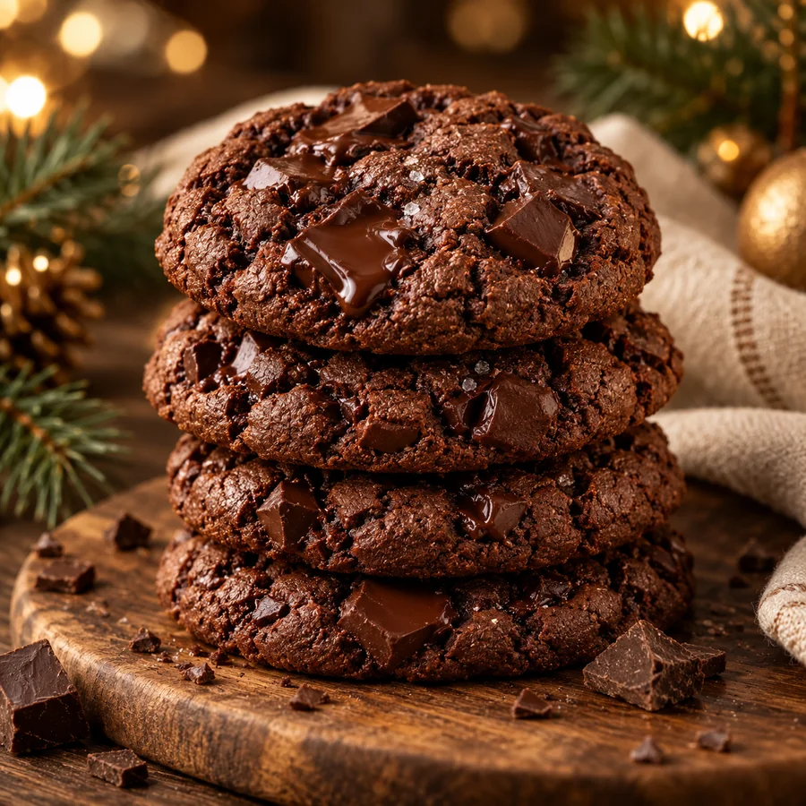 Cookies artesanais de chocolate com pedaços de chocolate